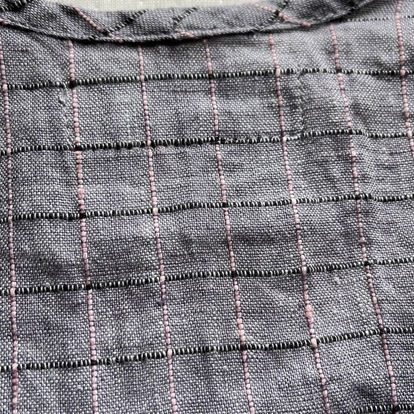 FLAX 100% Linen Grid Pattern Top - Picture 4 of 4